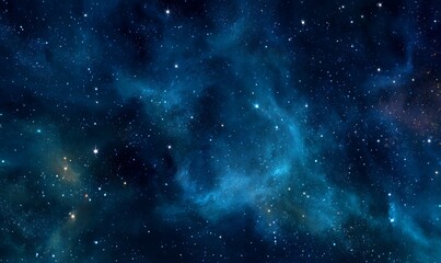 Naklejka premium Dark Blue Nebula In Space With Stars