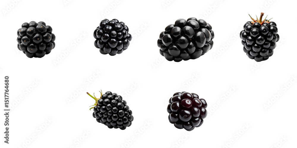 Poster various fresh transparentberries isolated on transparent background with full depth of field highlig