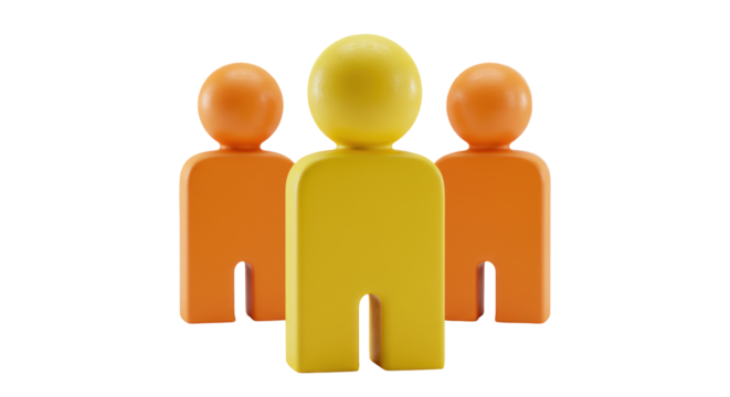 Isolated Three Abstract Figures, Team Concept