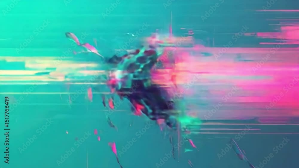 Poster abstract digital splatter: an abstract composition of vibrant colors and dynamic shapes. this unique