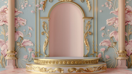 Decorative Rococo Wall with Oversized Florals