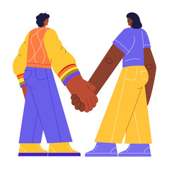 A flat style illustration showing lgbtq rights