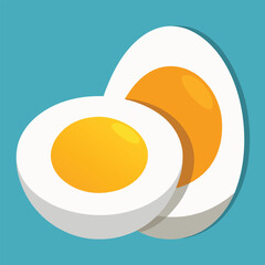 Boiled Egg Halves Vector fried egg on a plate