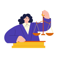 A flat style illustration showing justice
