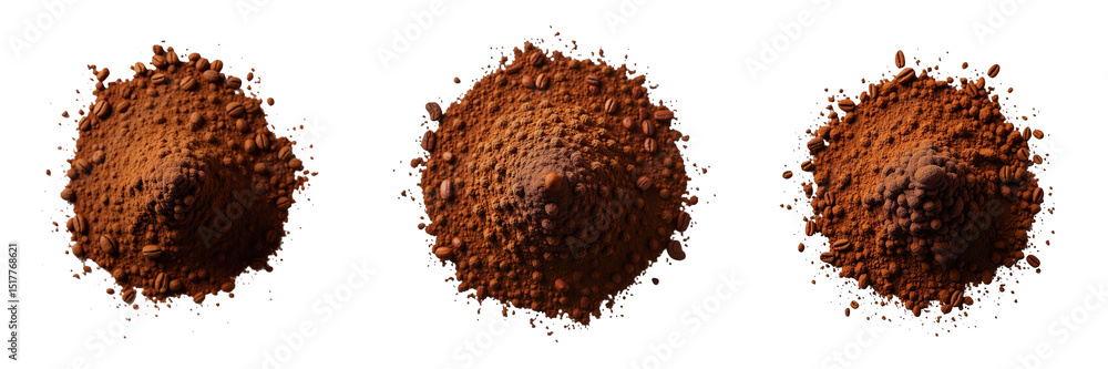 Aufkleber coffee powder particles isolated on transparent background from top view showcasing fine granules wi