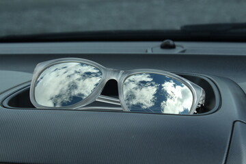 a clouds scenery in the glasses