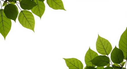 Lush foliage canopy creating natural borders against a pristine white canvas