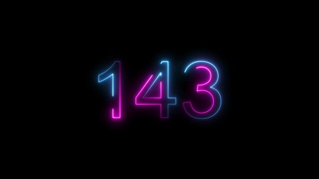 Dynamic circular and glowing neon number 143 animation . on a black background. and creating a stunning 4k video.
