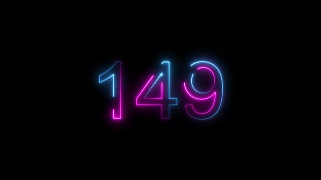 Dynamic circular and glowing neon number 149 animation . on a black background. and creating a stunning 4k video.