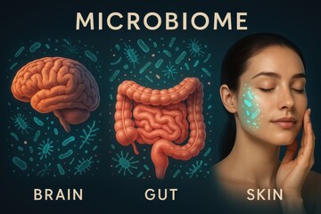 Microbiome research exploring the connections between brain, gut, and skin health in human physiology