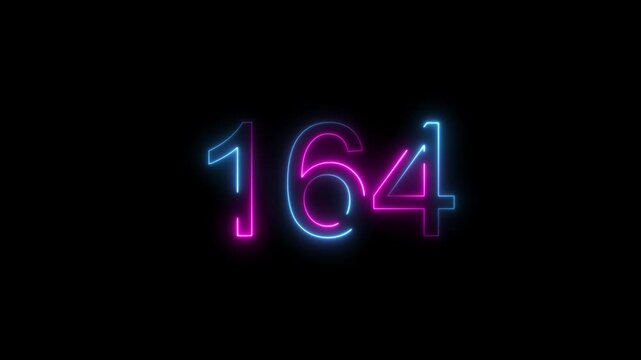 Dynamic circular and glowing neon number 164 animation . on a black background. and creating a stunning 4k video.