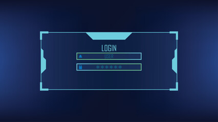 Futuristic Login Interface Abstract Cyber Security Screen with Neon Accents