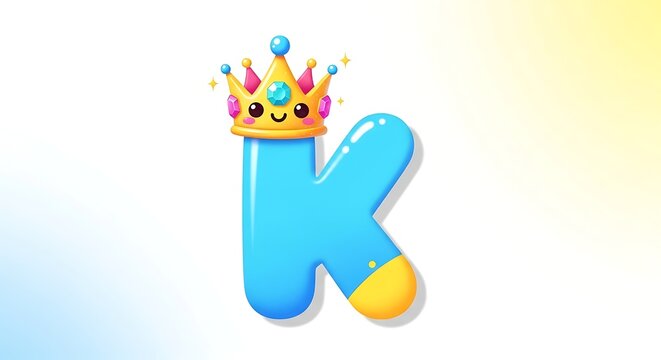 Cartoon letter k with crown
