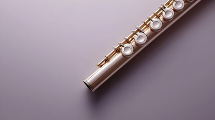 Fototapeta premium Elegant Gold And Silver Flute On Light Purple Background