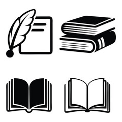 Books & Quill Vector Illustration
