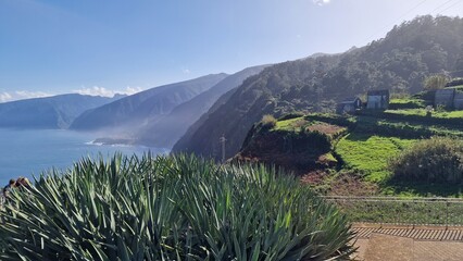 The coastal cliffs of Madeira Island offer breathtaking lookouts overlooking the vast Atlantic Ocean, where rugged rock formations meet endless blue waters. These viewpoints provide visitors with stun