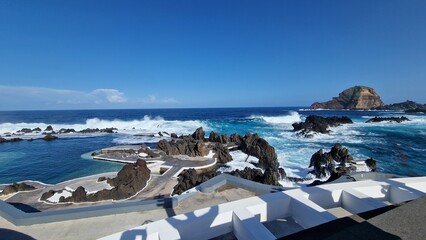 The Natural Pools of Porto Moniz, formed by ancient volcanic rocks, are the signature attraction of this charming coastal town in Madeira. These crystal-clear pools are naturally filled with fresh sea