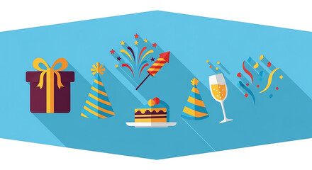 Celebrate with Festive Icons Party, Gift, Cake, and More!