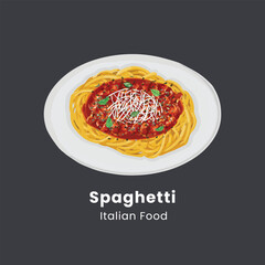Delicious Spaghetti Italian Pasta Vector Illustration 