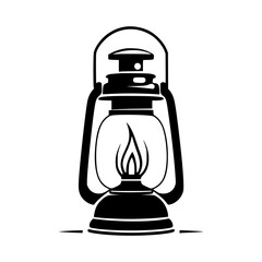 Black Vector Minimalist Camping Lantern Icon