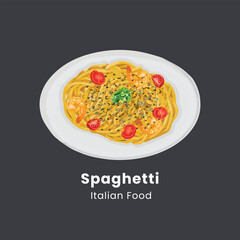 Delicious Spaghetti Italian Pasta Vector Illustration