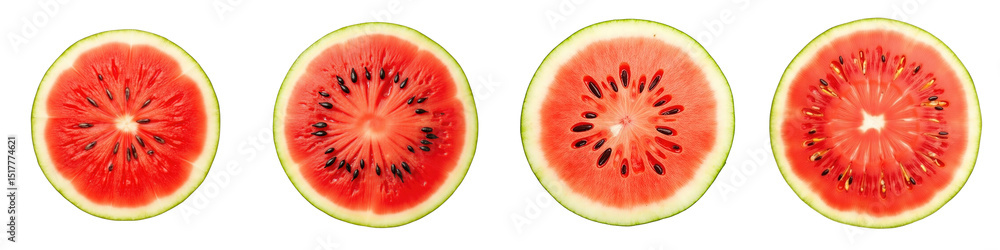 Aufkleber sliced watermelon segments arranged in a row on a transparent background showcasing the vibrant red 