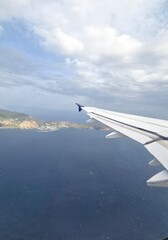 Ponta de São Lourenço is the easternmost point of the island of Madeira. It is inside the town of Caniçal and forms a part of the municipality of Machico. seen from airplane window