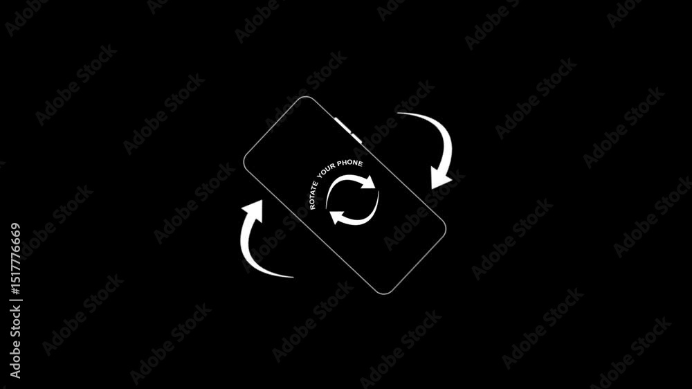 Aufkleber rotate your phone animation, for mobile content, black background rotate your phone to landscape ori
