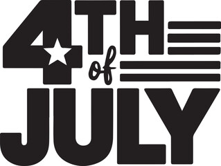 Bold 4th of July Typography Vector Design with Stars and Stripes