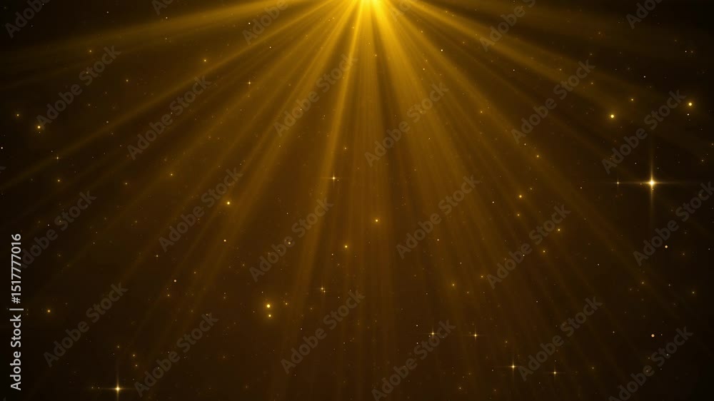 Poster abstract animation glittering golden particles light rays motion background expanding light rays abs