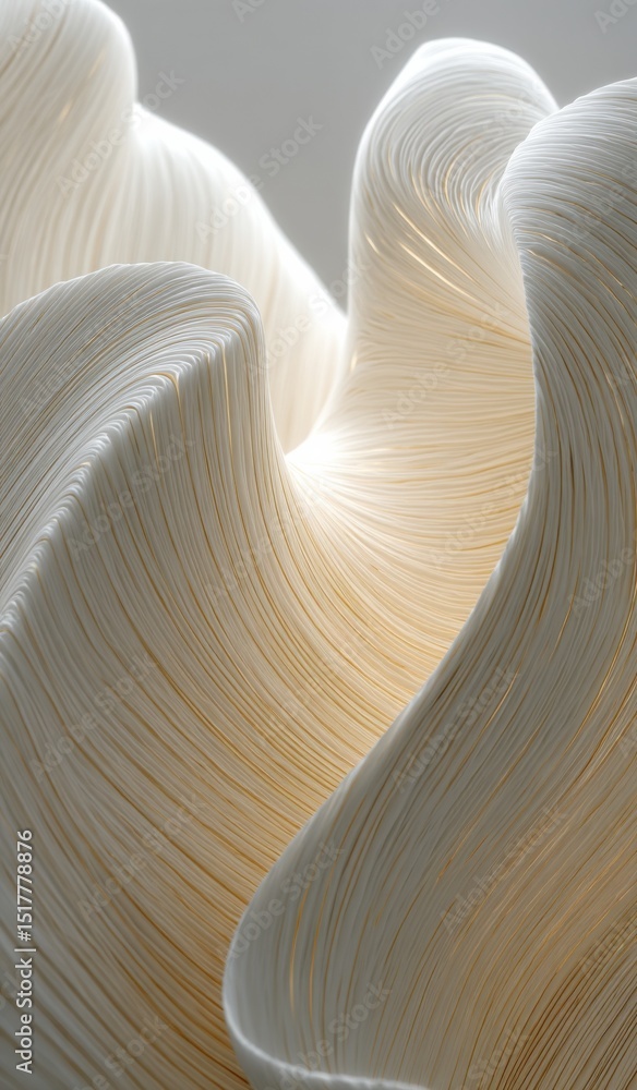 Aufkleber Abstract White Flowing Curves With Subtle Light, Ideal for Modern Art and Innovative Technology Presentations, Showcasing Elegance and Design : Generative AI