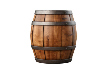 Wooden Barrel. White or PNG Transparent Background.