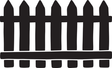 Garden fence silhouette vector, fence icon vector illustration isolated on a transparent background