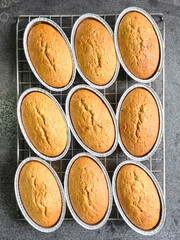 banana sponge cake in alumenium foil container