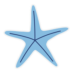 Fototapeta premium Isolate summer holiday on white background. Sticker featuring various beach and summer-related items such as starfish.