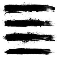 Grunge textured brush stroke set vector design 