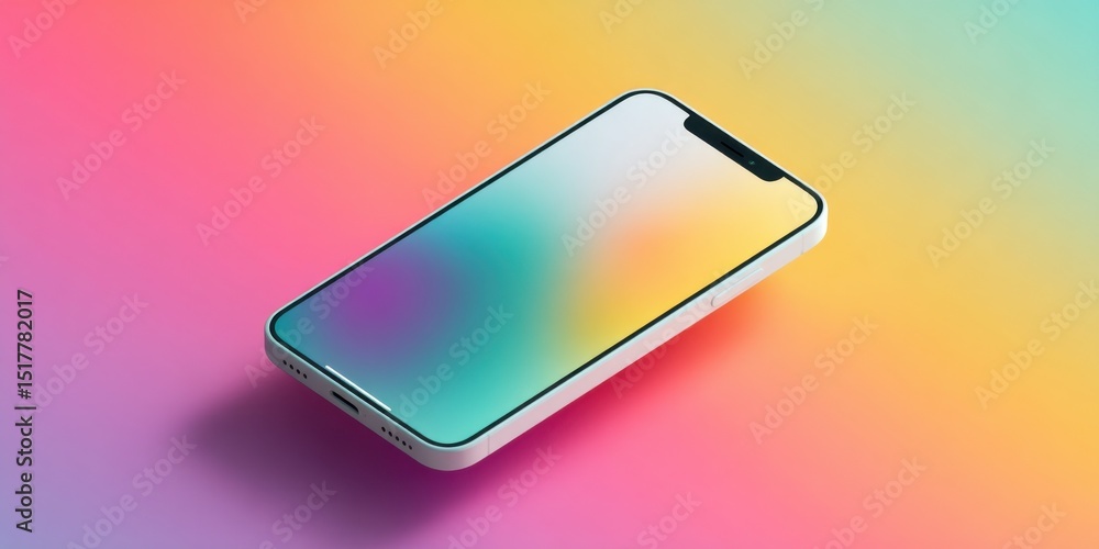 Leinwandbilder modern smartphone on colorful gradient background, representing mobile technology and digital innova