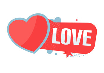 Love sticker with heart — vector illustration
