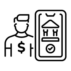 A line style icon of online banking