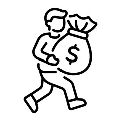 A linear style icon of money bag
