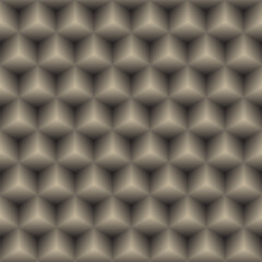 Seamless dark geometric pattern with a metallic gradient effect. Modern 3D-style abstract texture suitable for backgrounds, wallpapers, and digital design projects.