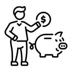 A line style icon of saving money