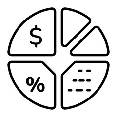 A linear style icon of profit margin