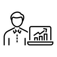 An outline style icon of financial advisor