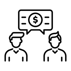 A linear style icon of business discussion