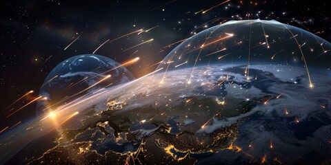 Planetary defense system protecting earth from asteroid impact