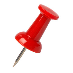 Red thumbtack push pin isolated on transparent background