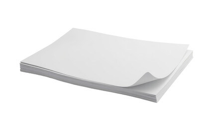 stack of documents in flat white plastic style, with corner page lift and subtle paper lines, isolated for admin or paperwork visuals.