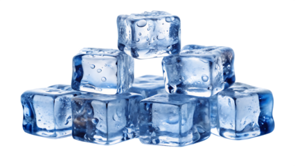 ice cubes forming a layer of frosty chunks isolated on white background