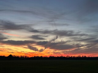 sunset over the field